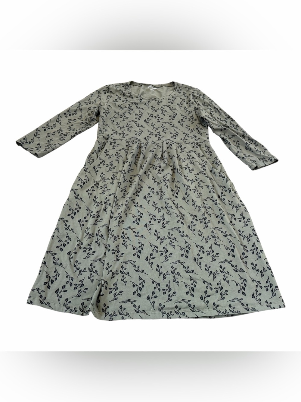 NorthStyle Olive Green 3/4 Sleeve Midi Dress Pockets Size Small Modal Stretch